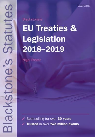 Blackstone's Eu Treaties & Legislation 2018-2019